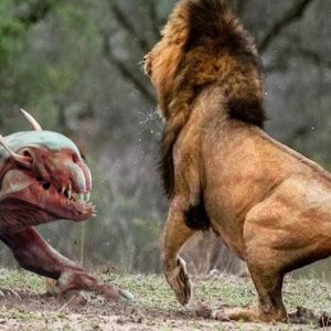 Unbelievable Footage: Discovered a strange creature that looks like a youkai attacking a lion (VIDEO)