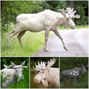 Couple spots rare white ‘ghost’ moose crossing highway