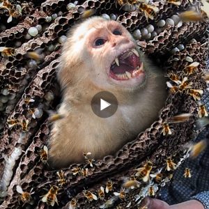 Monkeys in South America disregard the attacks of thousands of wasps in search of food (Video)
